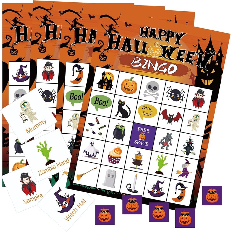 CRYSFIY Halloween Bingo Game,24 Players Halloween Bingo Cards,Halloween Party Game for Classroom Activities, School Carnivals, Office Events, Family Nights, and Holiday Entertainment,Halloween Party Supplies - Image 1
